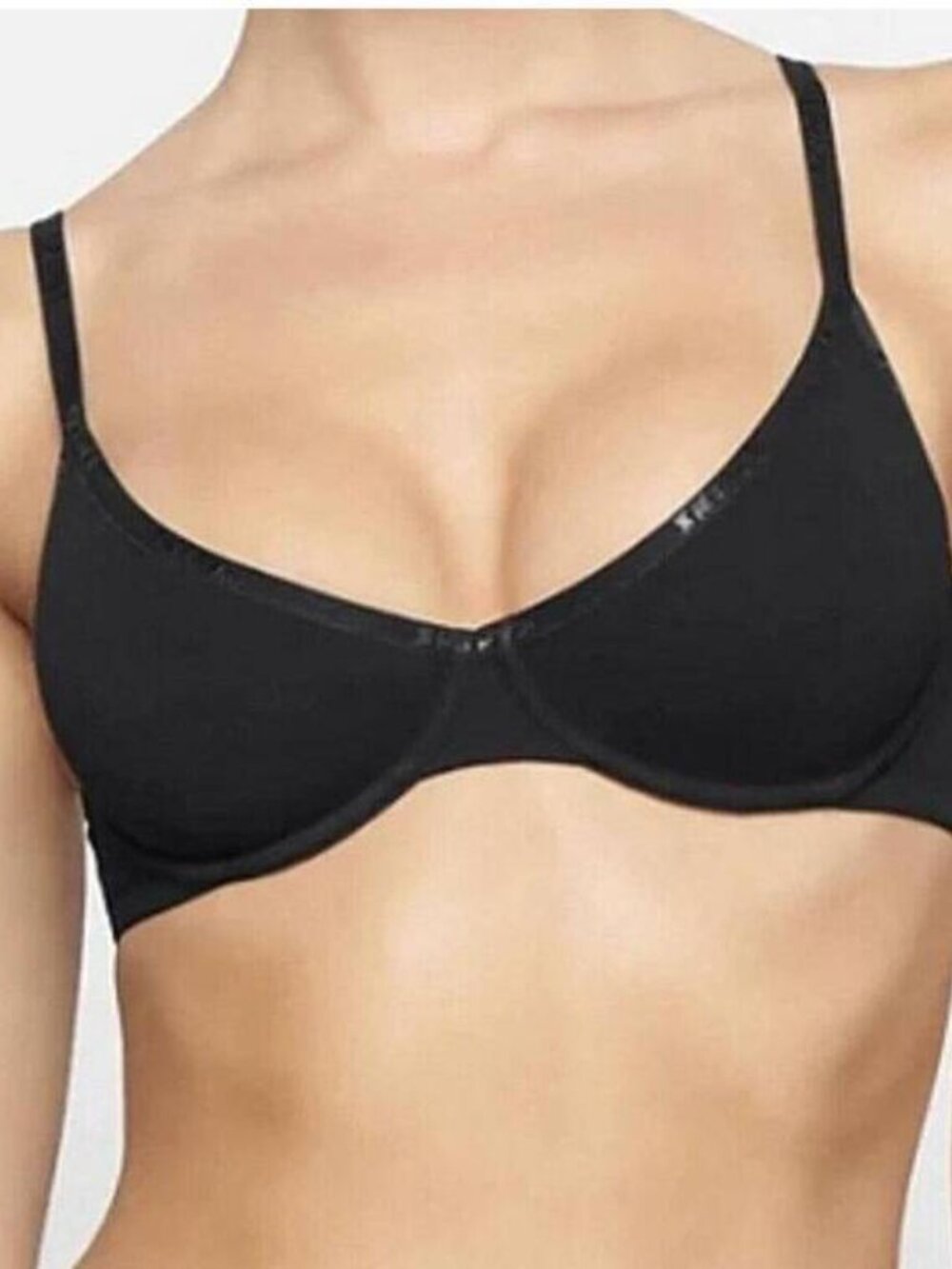 SKIMS Underwire Bra Soot Black Unlined 34DD/E NWT Sculpting Support Minimalist